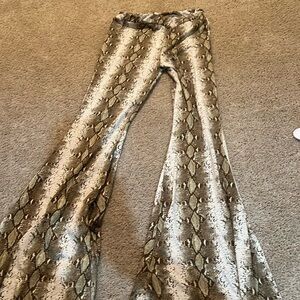 Snake print bell bottoms back pockets